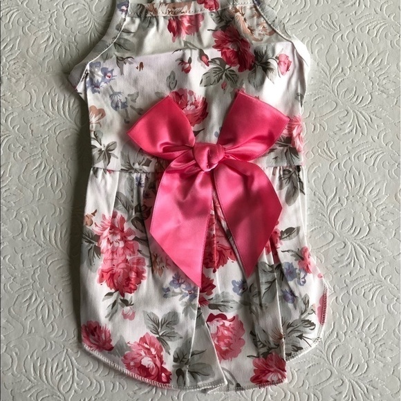 CAT or Small Dog Floral Summer Dress with Bow tie- NEW - Picture 9 of 10